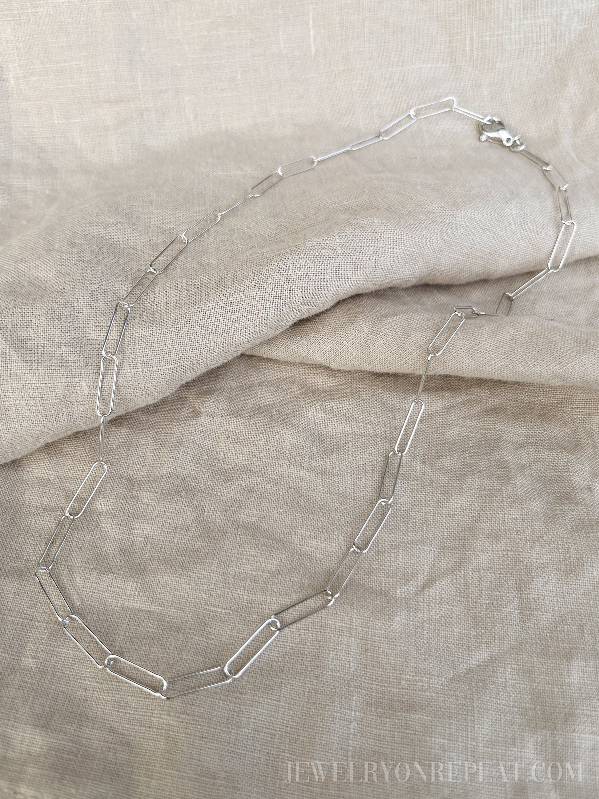 Chain Necklace in Sterling Silver, Paperclip Link, Layering Chain, Charm Accessory
