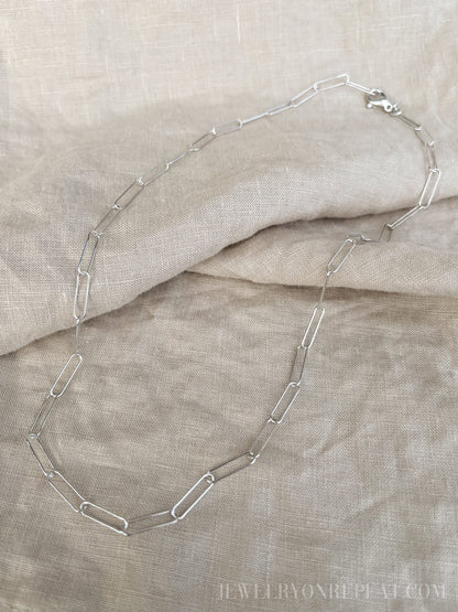 Chain Necklace in Sterling Silver, Paperclip Link, Layering Chain, Charm Accessory