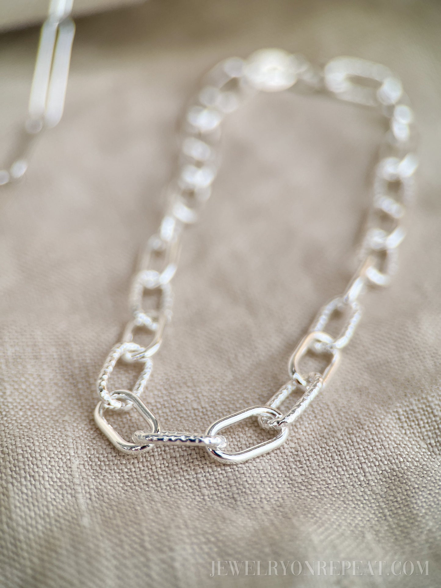 Chain Bracelet in Sterling Silver, Heavy Link Charm Bracelet