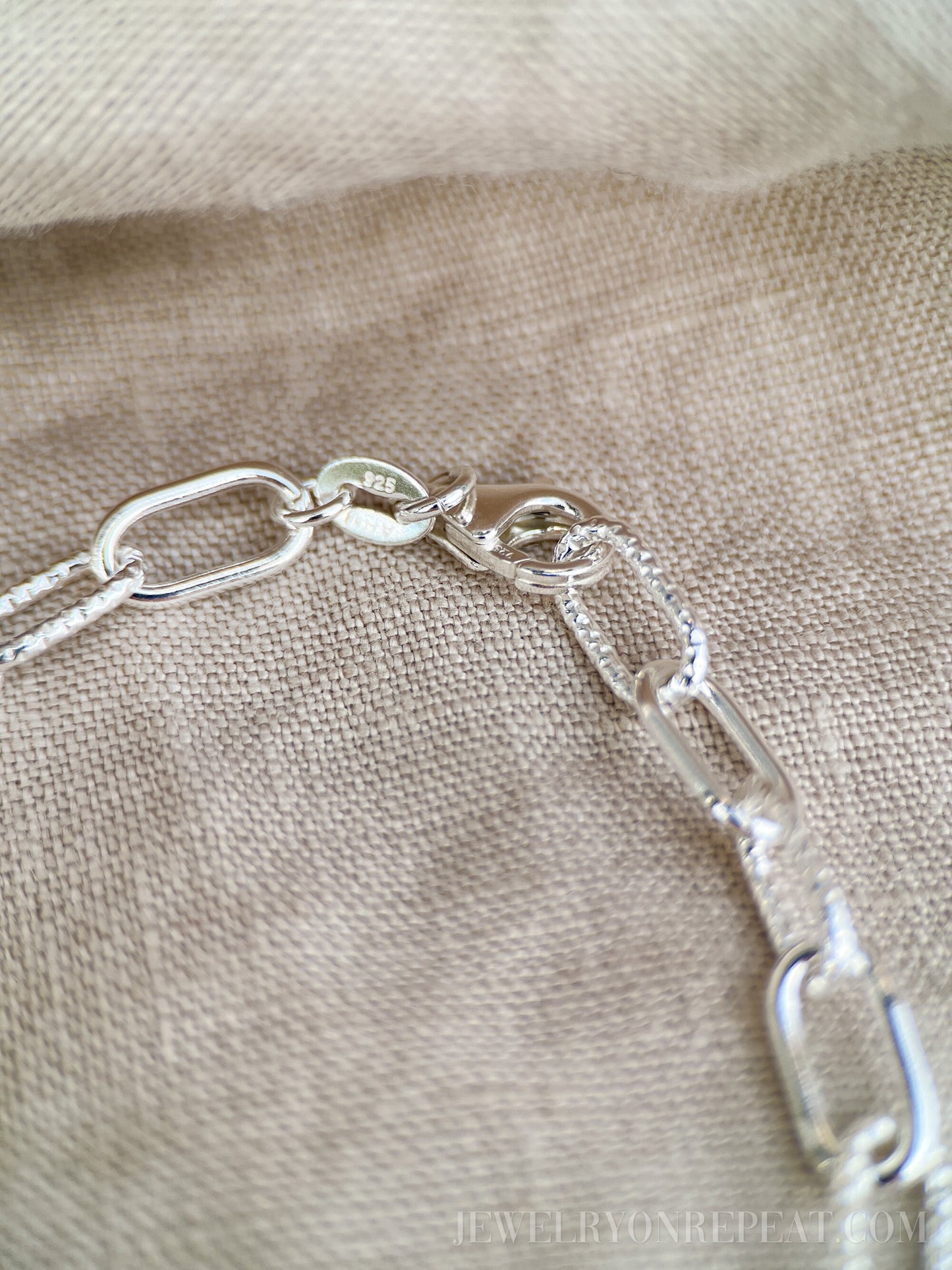 Chain Bracelet in Sterling Silver, Heavy Link Charm Bracelet