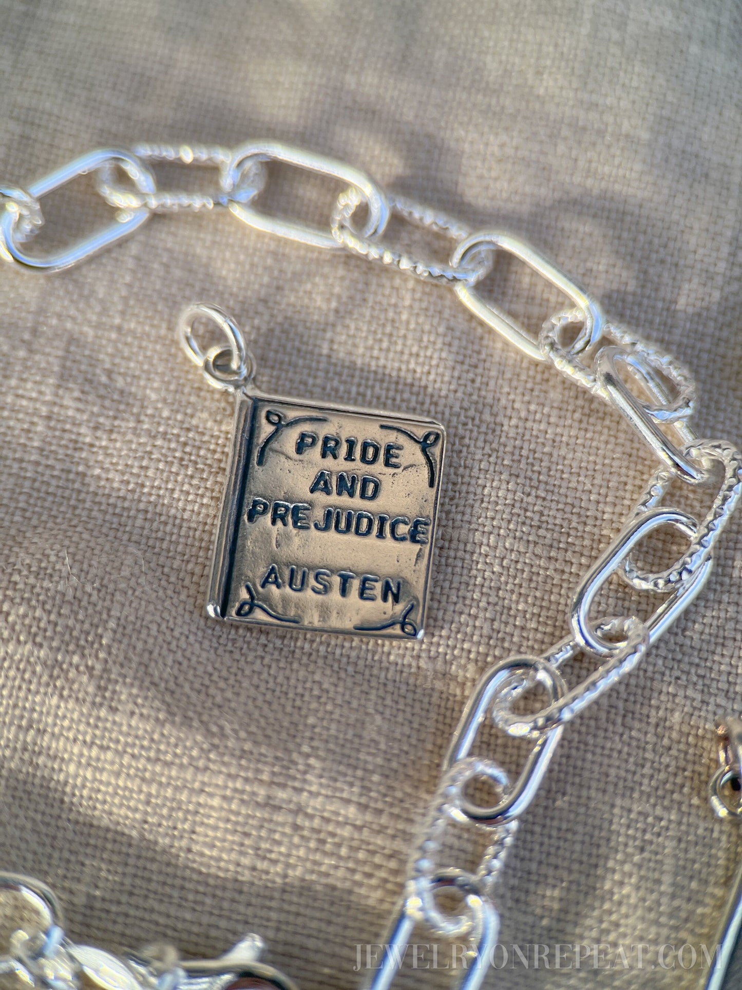 Sterling Silver Pride and Prejudice Charm Pendant, Book Themed Minimalist Jewelry, Gift for Her
