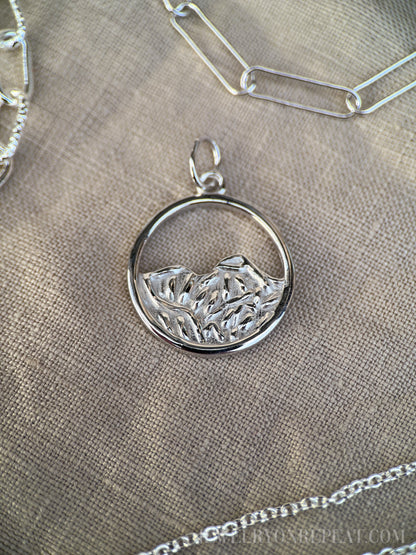 Sterling Silver Mountain Charm Pendant, Adventure Themed Minimalist Jewelry, Gift for Her