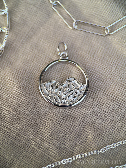 Sterling Silver Mountain Charm Pendant, Adventure Themed Minimalist Jewelry, Gift for Her