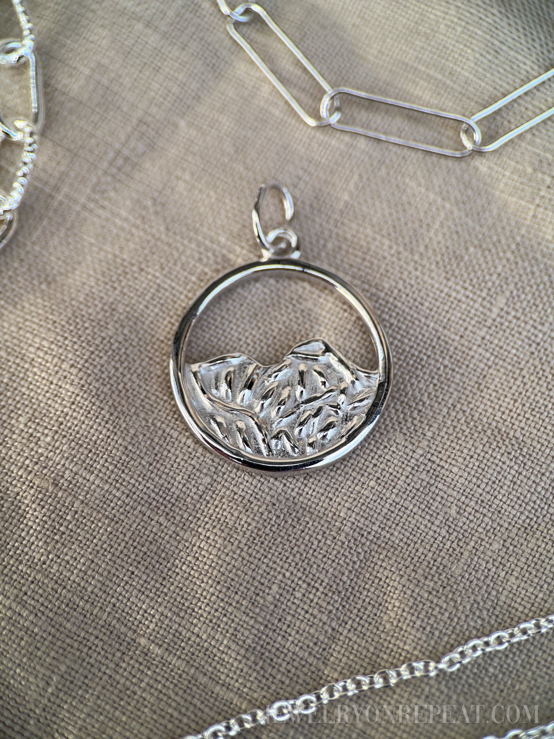 Mountain Charm Pendant in Solid Sterling Silver