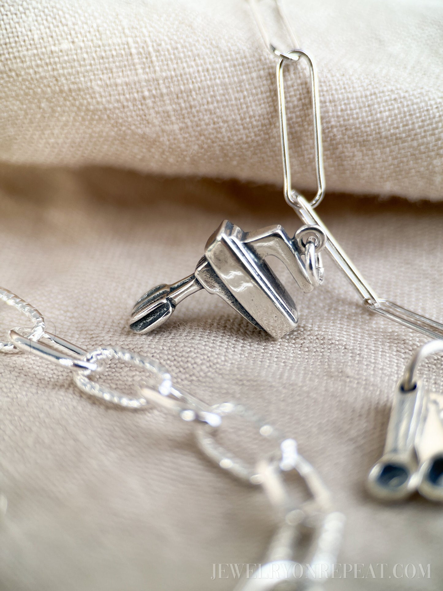 Sterling Silver Electric Mixer Charm Pendant, Cooking & Baking Themed Minimalist Jewelry, Gift for Her