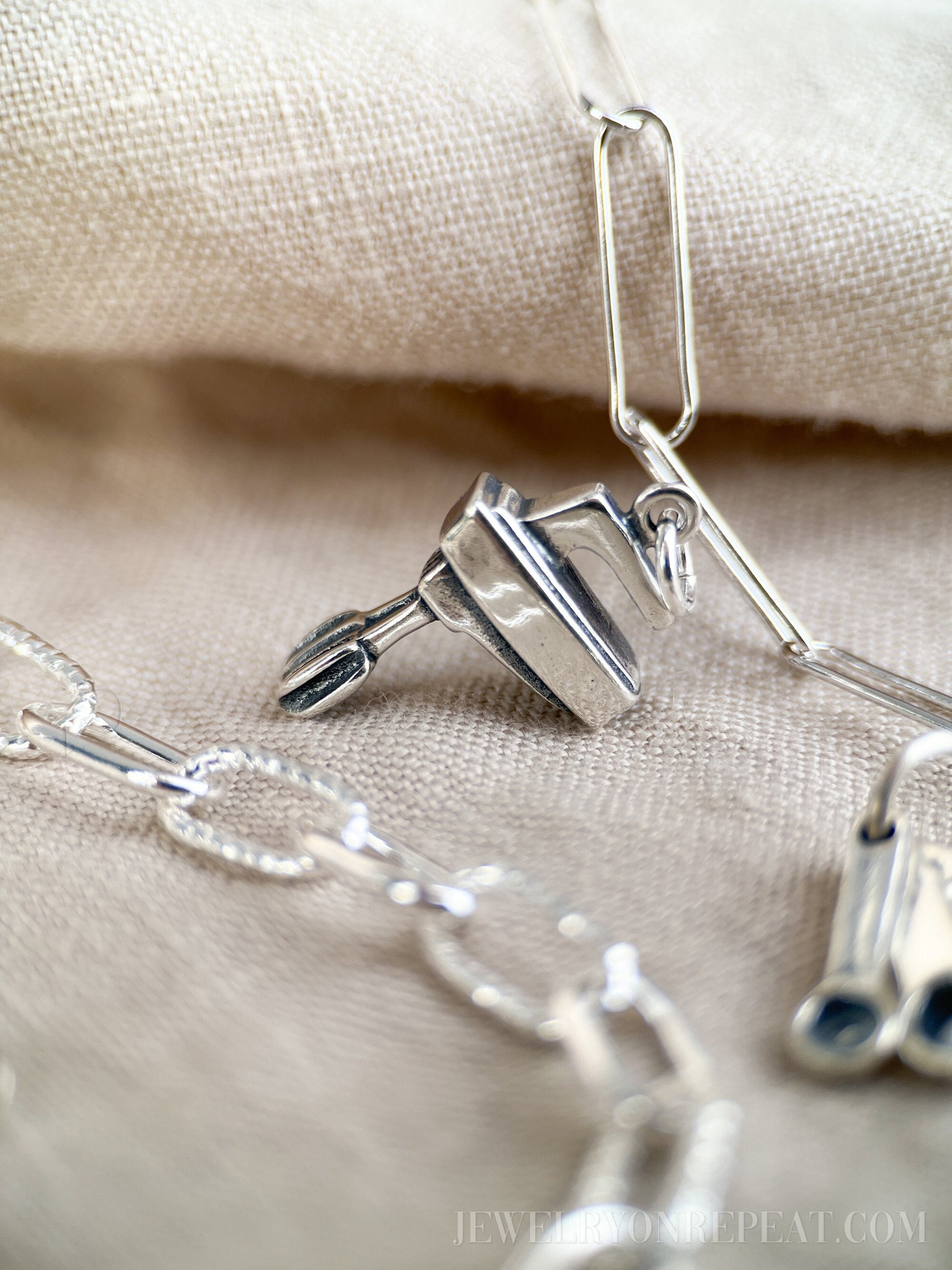 Sterling Silver Electric Mixer Charm Pendant, Cooking & Baking Themed Minimalist Jewelry, Gift for Her