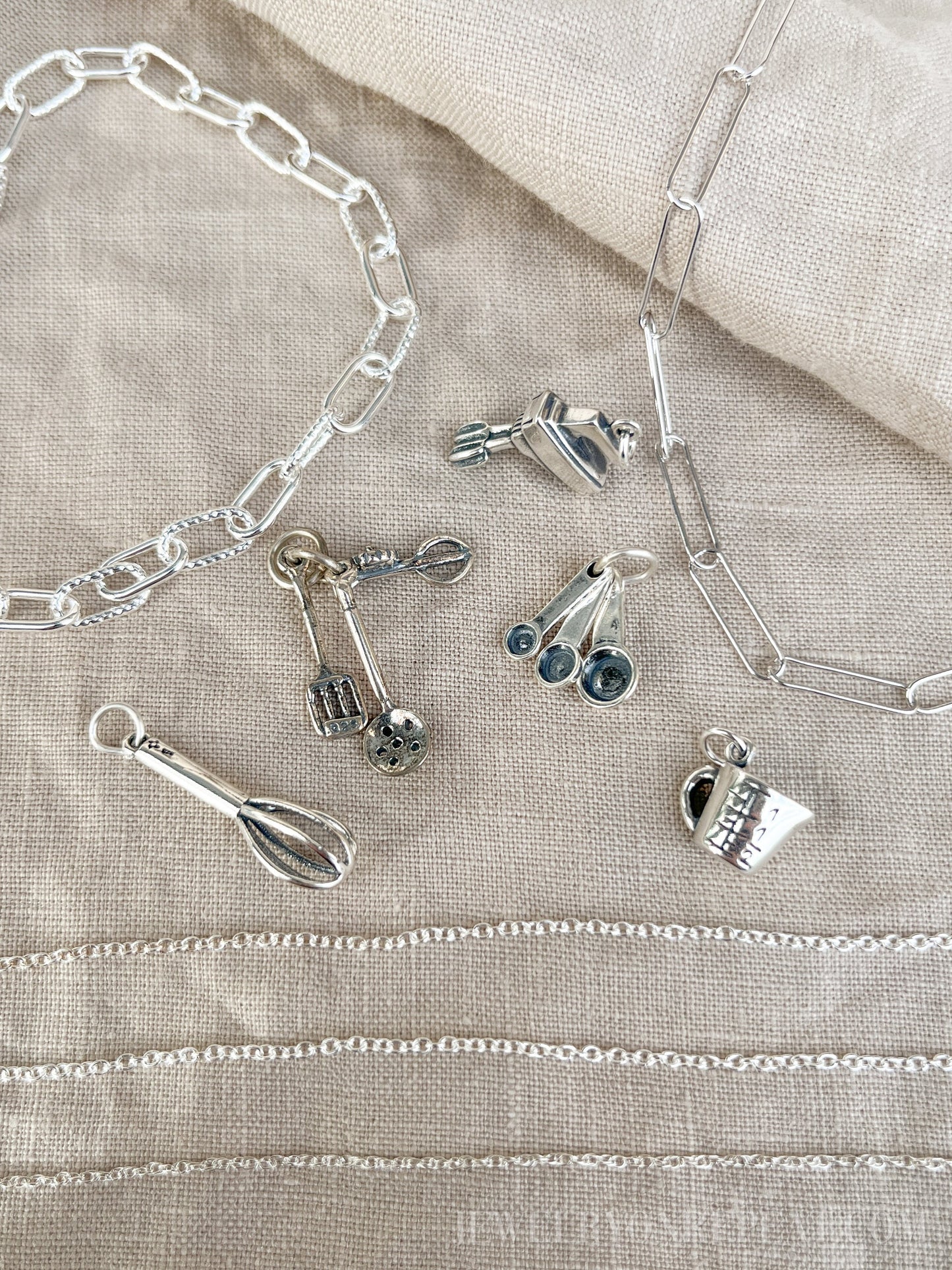 Sterling Silver Measuring Cup Charm Pendant, Cooking & Baking Themed Minimalist Jewelry, Gift for Her