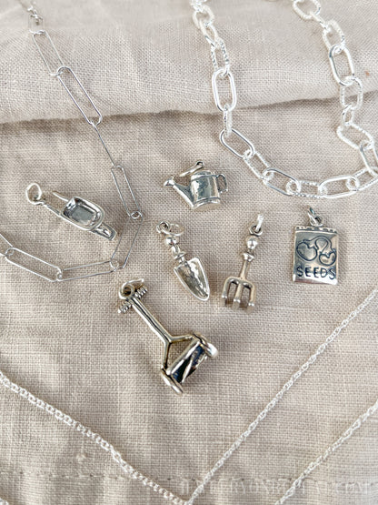 Sterling Silver Watering Can Charm Pendant, Gardening Themed Minimalist Jewelry, Gift for Her