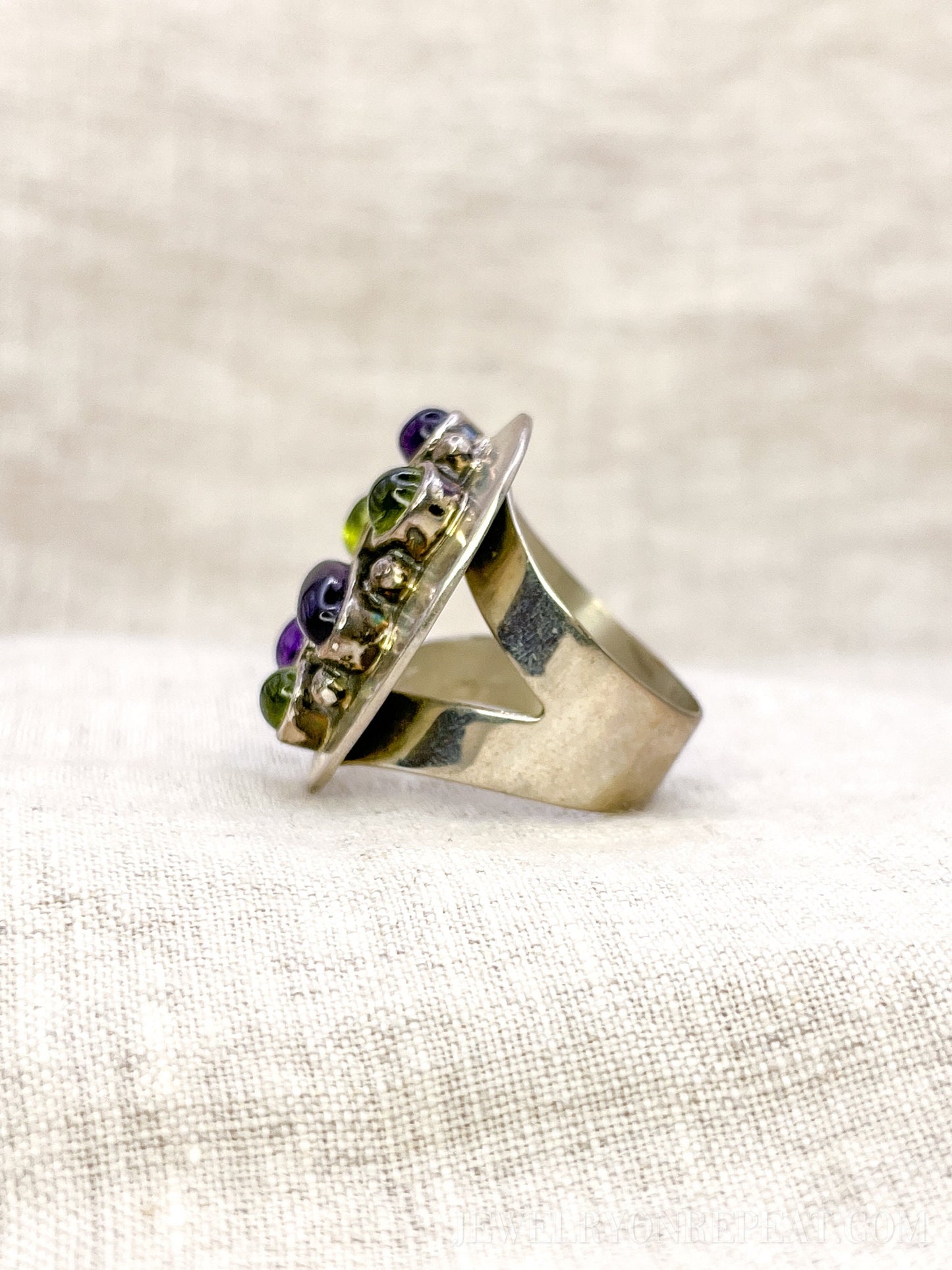 Vintage Amethyst Prasiolite Sterling Silver Cluster Ring, Jay King Jewelry