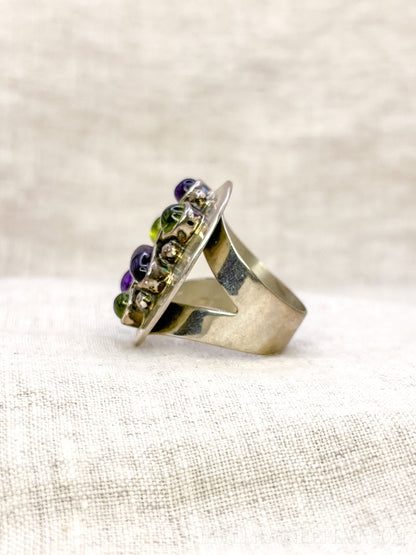 Vintage Amethyst Prasiolite Sterling Silver Cluster Ring, Jay King Jewelry