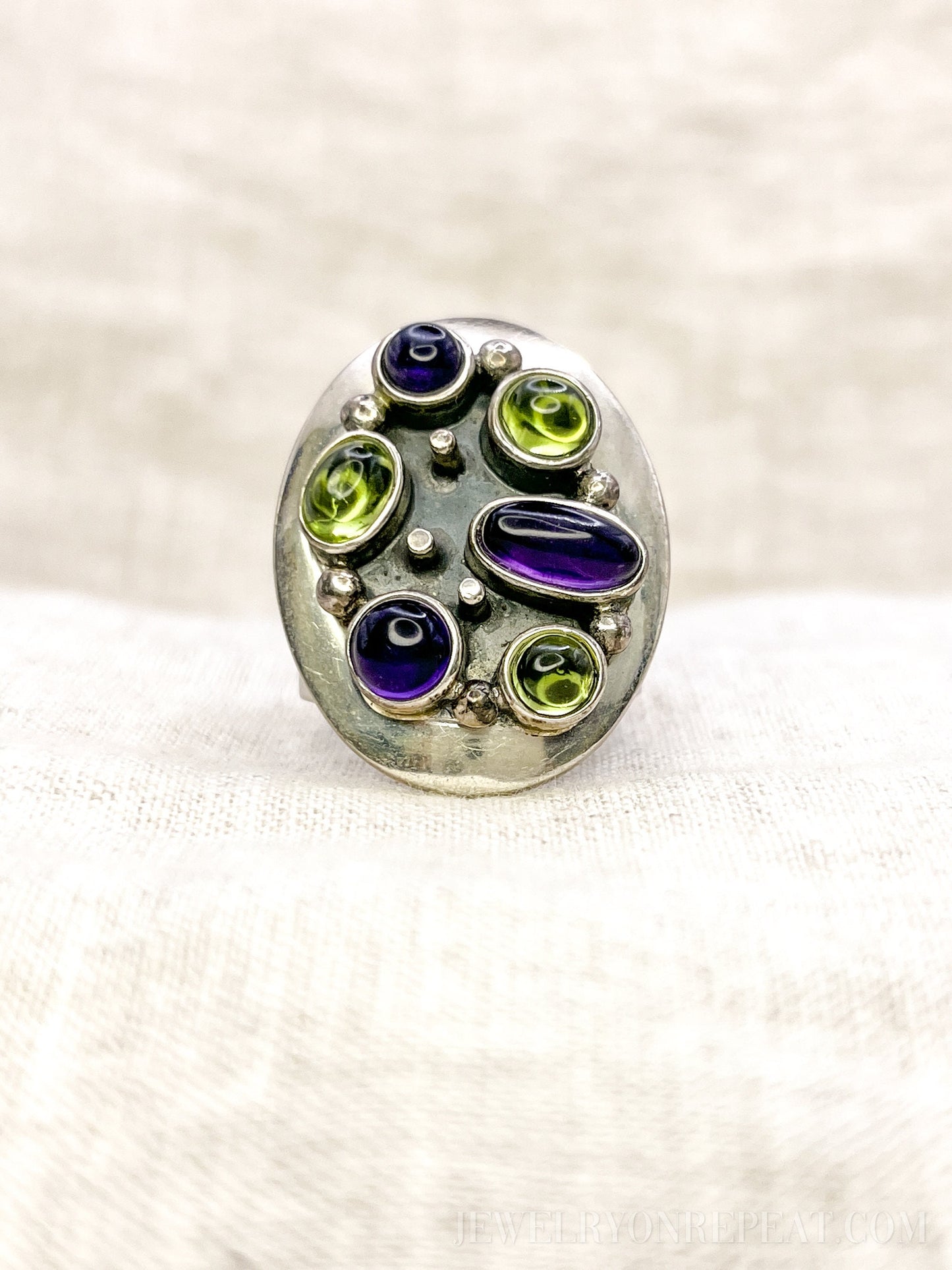 Vintage Amethyst Prasiolite Sterling Silver Cluster Ring, Jay King Jewelry