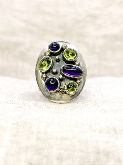 Vintage Amethyst Prasiolite Sterling Silver Cluster Ring, Jay King Jewelry