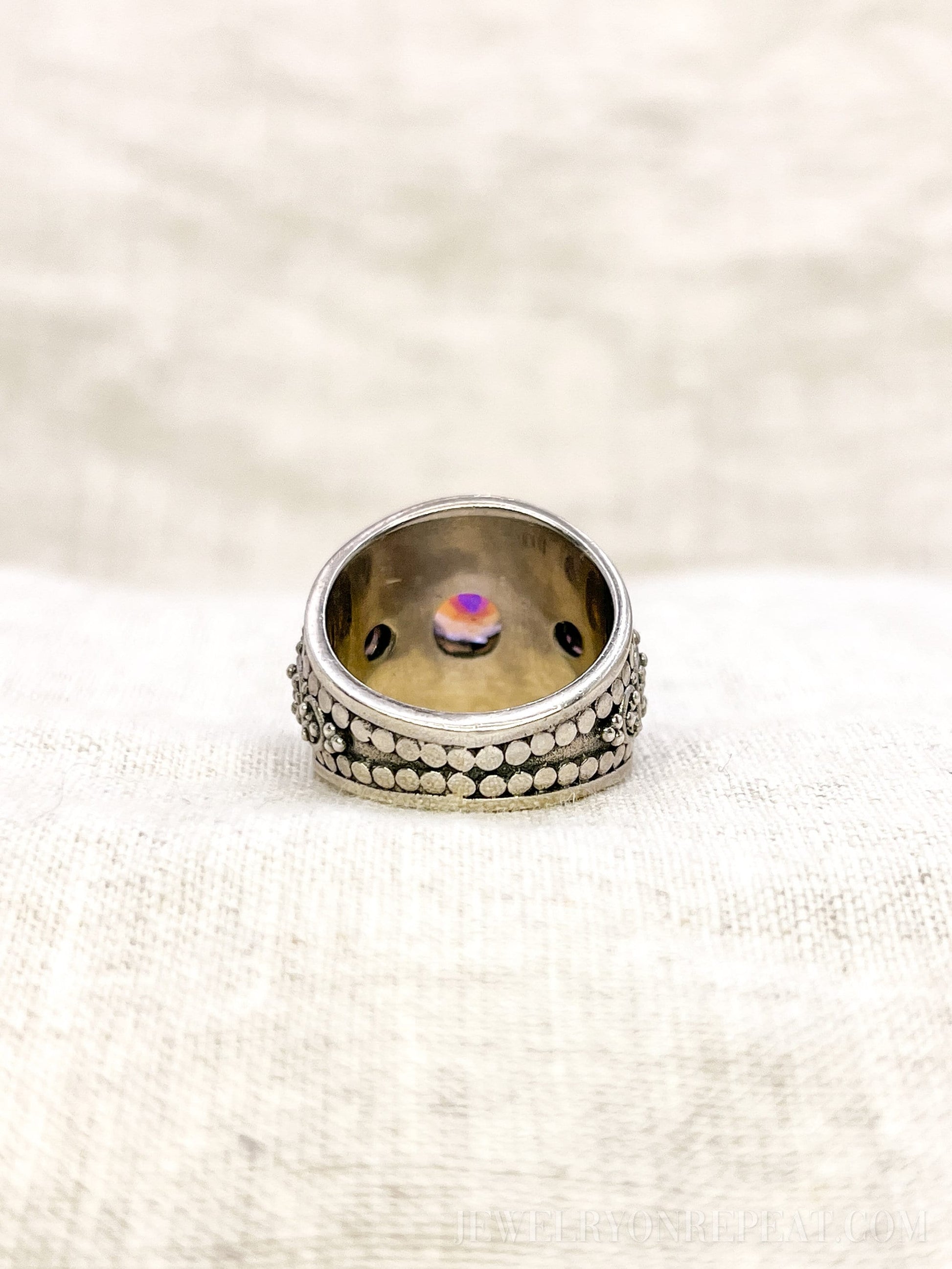 Vintage Mystic Topaz Bezel Boho Gemstone Ring in Sterling Silver