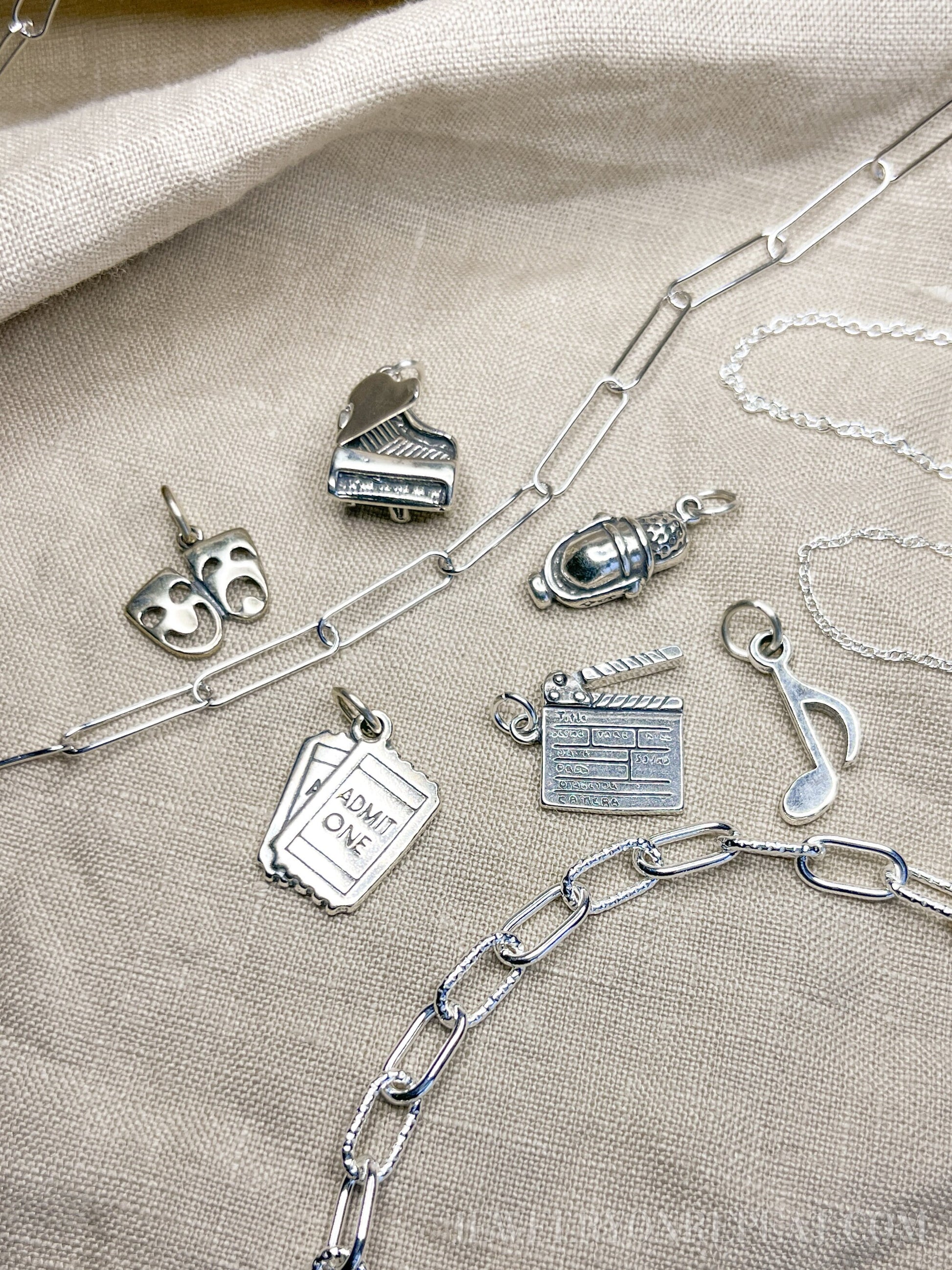 Sterling Silver Piano Charm Pendant, Music Themed Minimalist Jewelry, Gift for Her