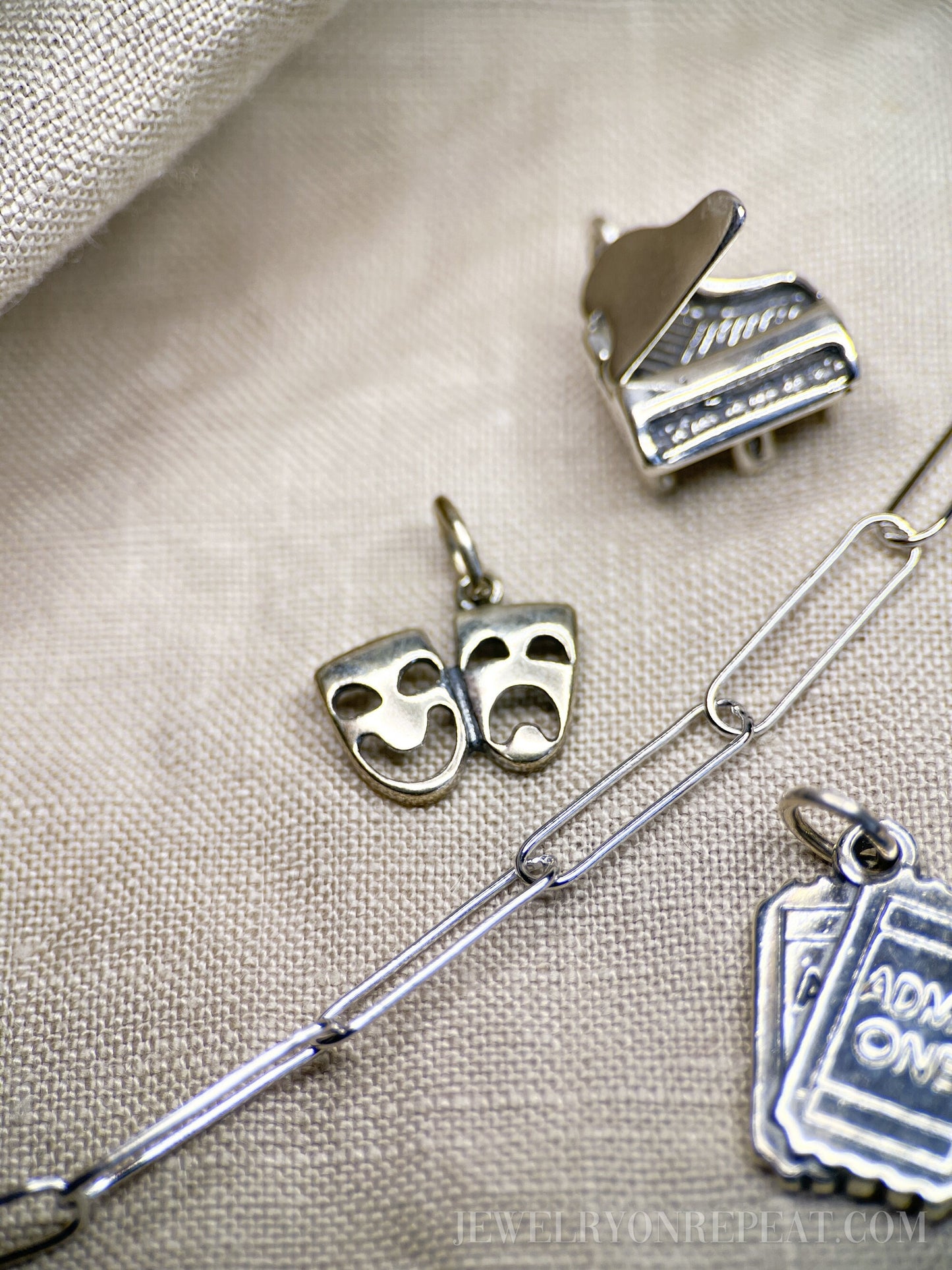 Sterling Silver Comedy Tragedy Mask Charm Pendant, Theatre Themed Minimalist Jewelry, Gift for Her