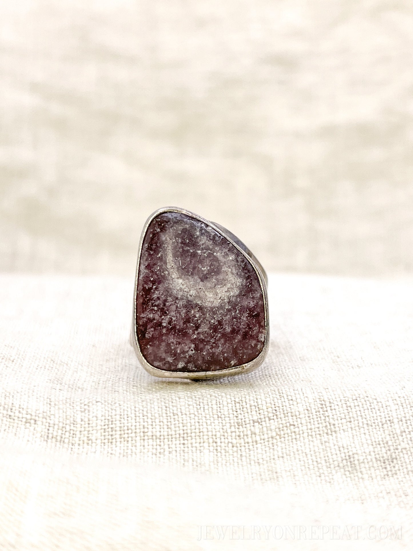 Vintage Sugilite Geometric Wrap Gemstone Ring in Sterling Silver