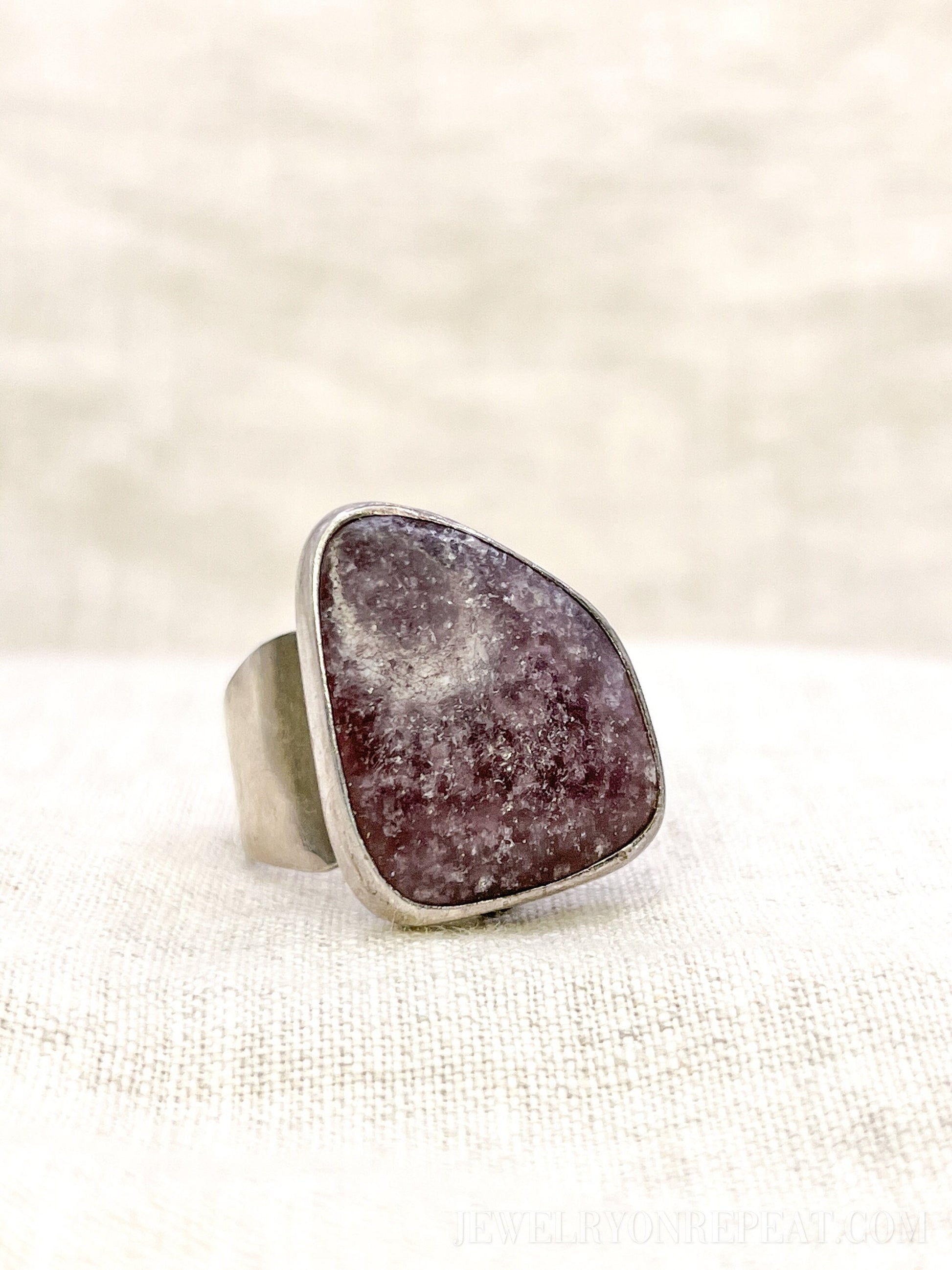 Vintage Sugilite Geometric Wrap Gemstone Ring in Sterling Silver