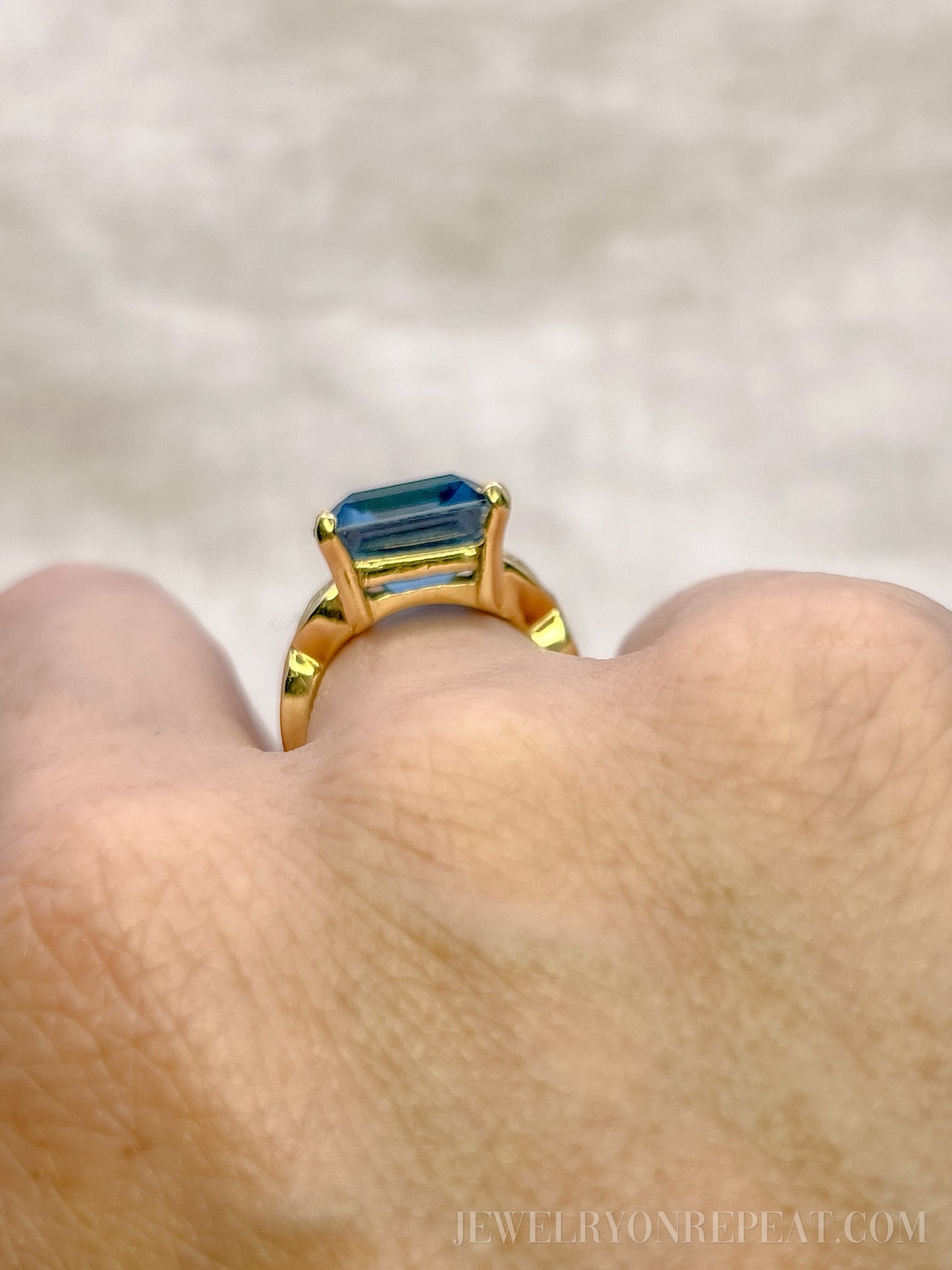 Vintage Blue Topaz Gemstone Cocktail Ring in 14k Gold