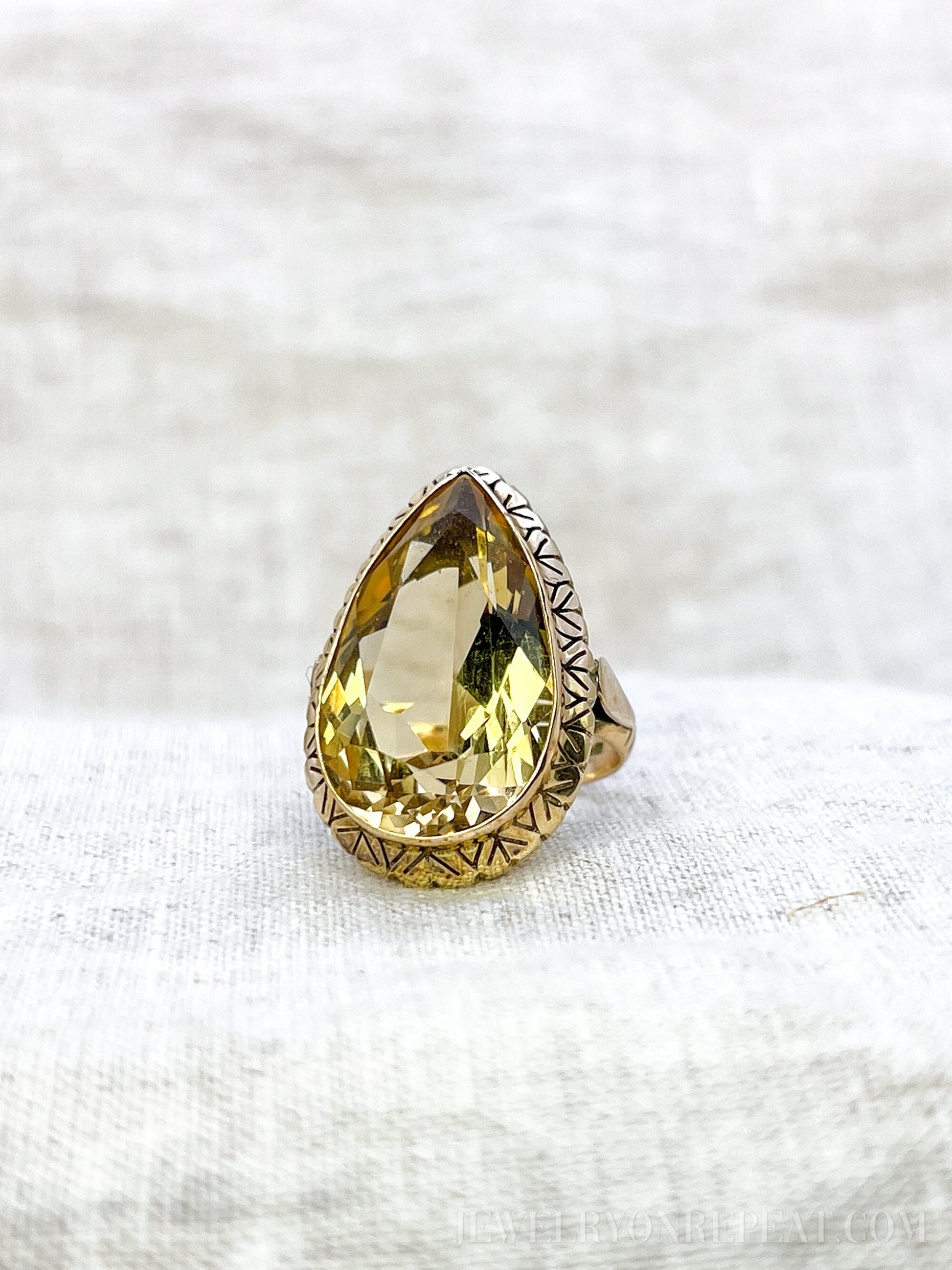 Vintage Smokey Quartz Gemstone Ring in 14k Gold