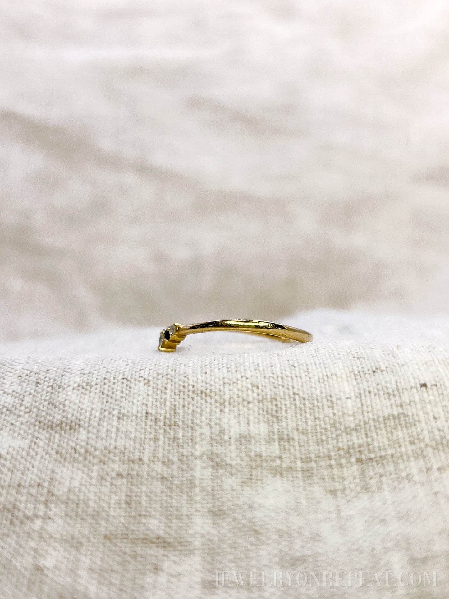 Vintage 1990s Diamond & Sapphire Ring, 14k Gold Curved Chevron Wedding Band • One-of-a-kind Jewelry