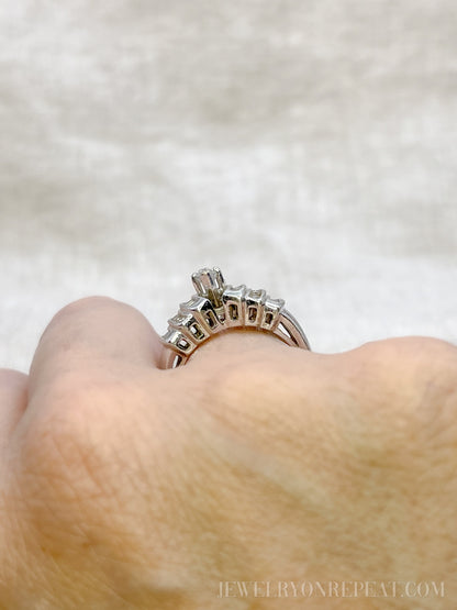 Vintage 1980s Marquise Diamond Engagement Ring, 14k White Gold