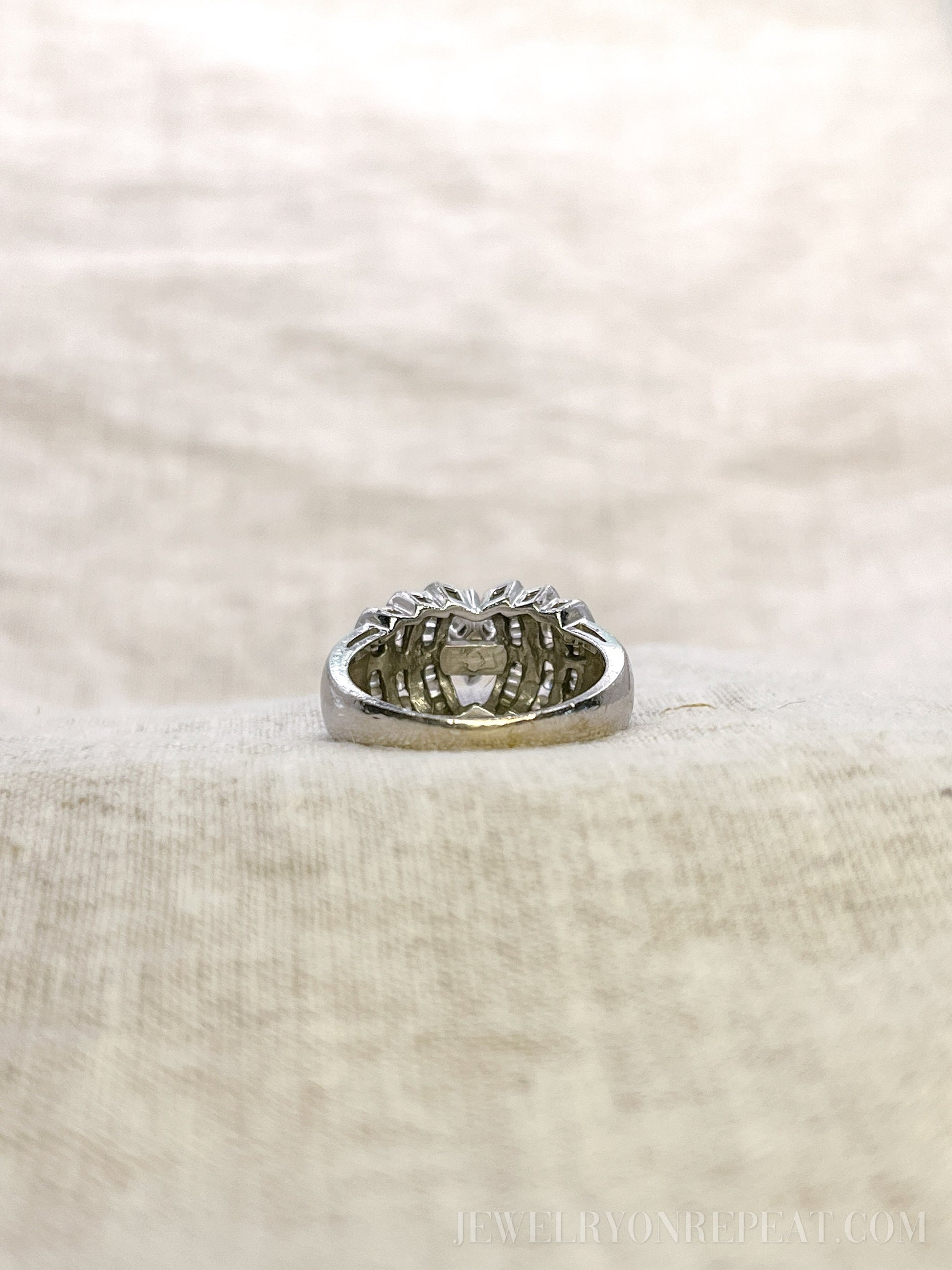 Vintage 1980s Marquise Diamond Engagement Ring, 14k White Gold