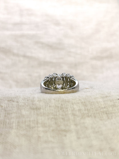 Vintage 1980s Marquise Diamond Engagement Ring, 14k White Gold
