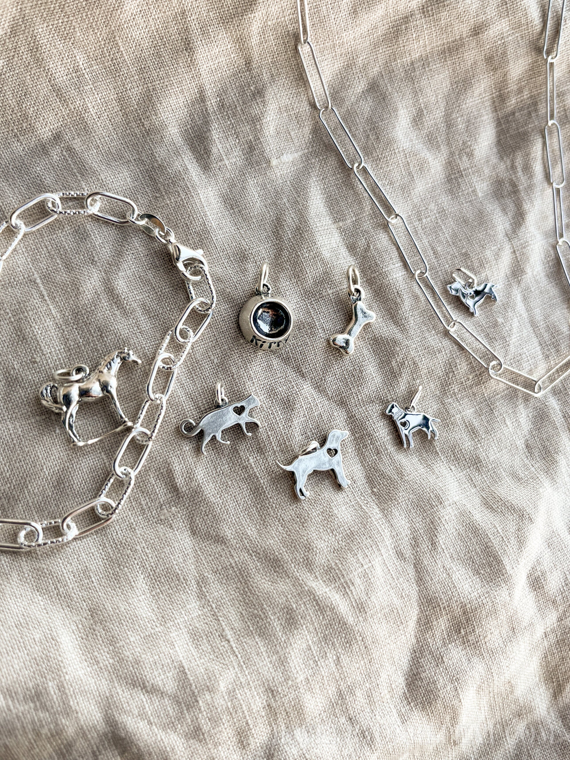 Sterling Silver Dog Charm Pendant, Pet Themed Minimalist Jewelry, Gift for Her