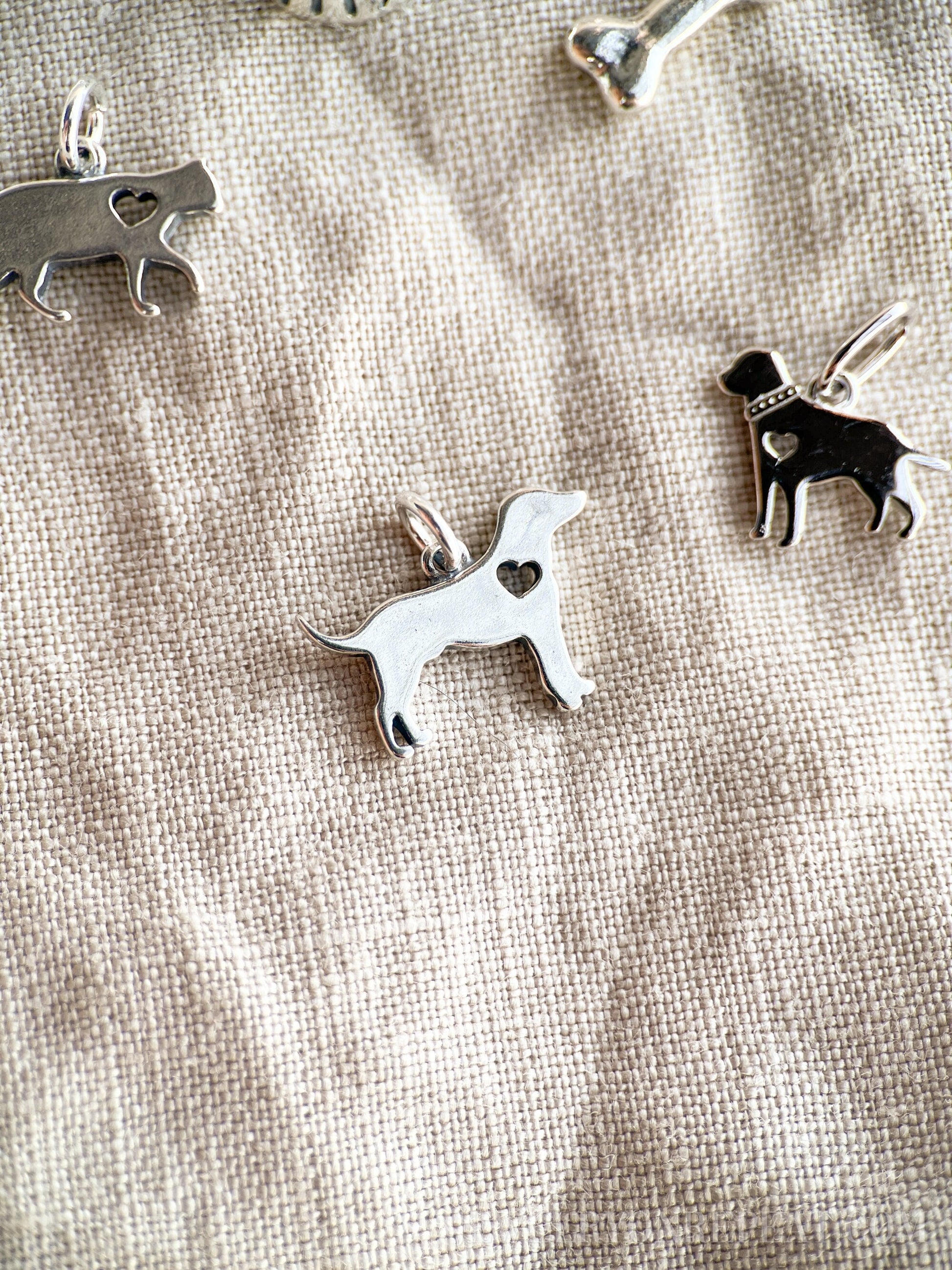 Sterling Silver Dog Charm Pendant, Pet Themed Minimalist Jewelry, Gift for Her