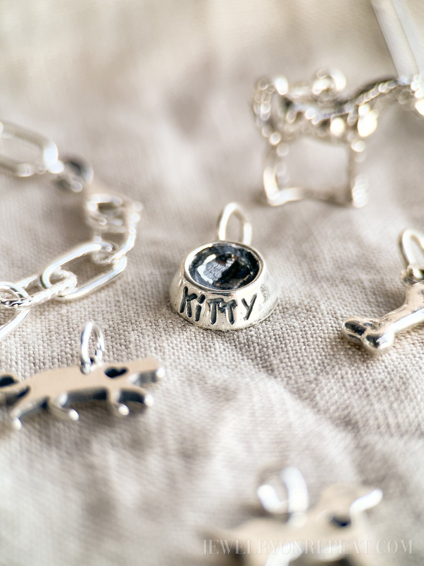 Sterling Silver Kitty Cat Food Bowl Charm Pendant, Pet Themed Jewelry, Gift for Her
