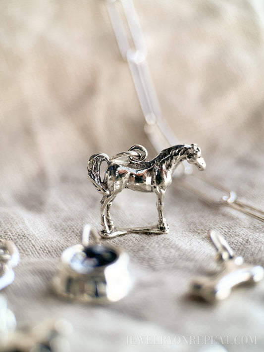 Horse Charm Pendant in Solid Sterling Silver