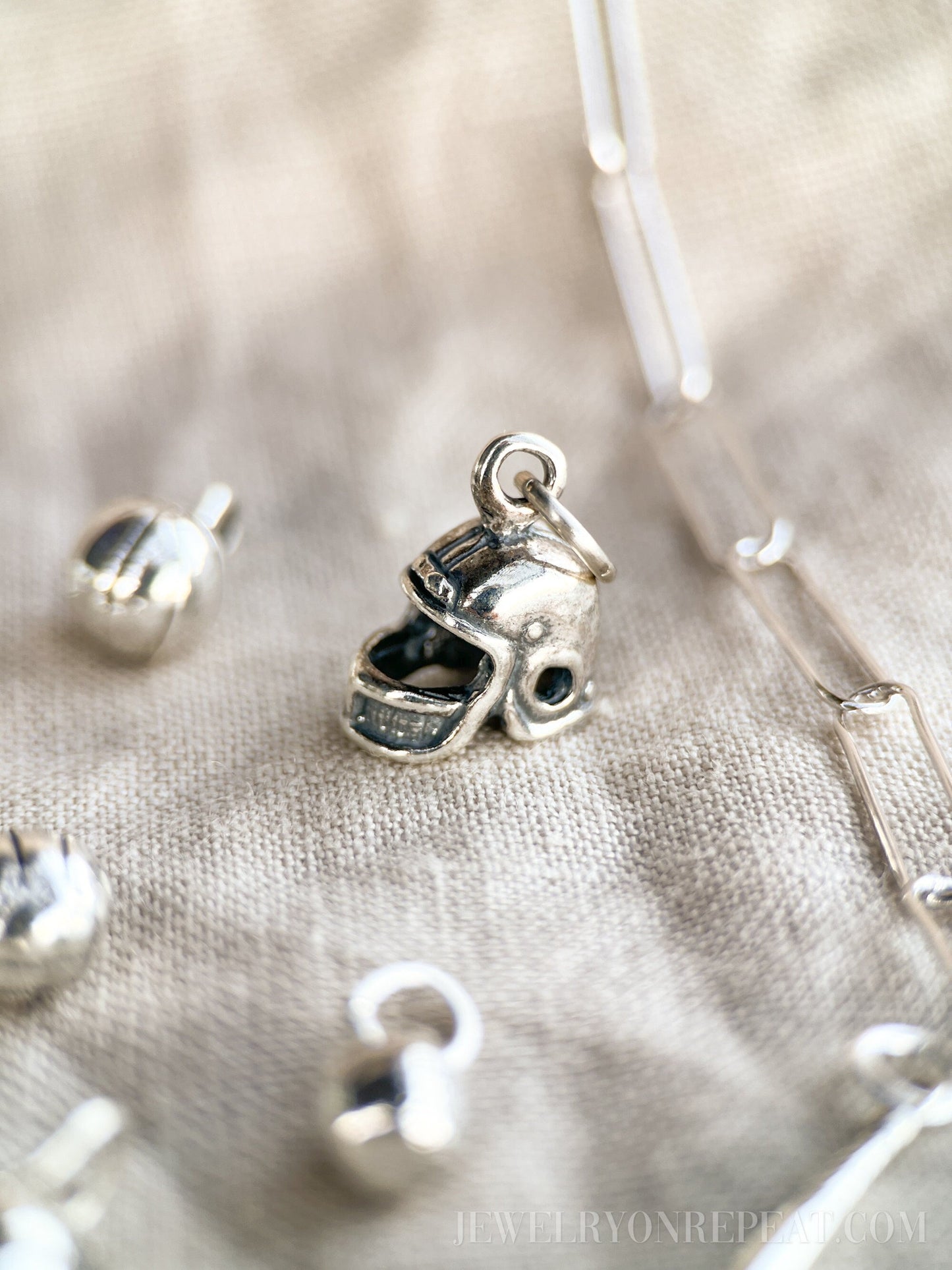 Sterling Silver Football Helmet Charm Pendant, Sports Themed Minimalist Jewelry, Gift for Her