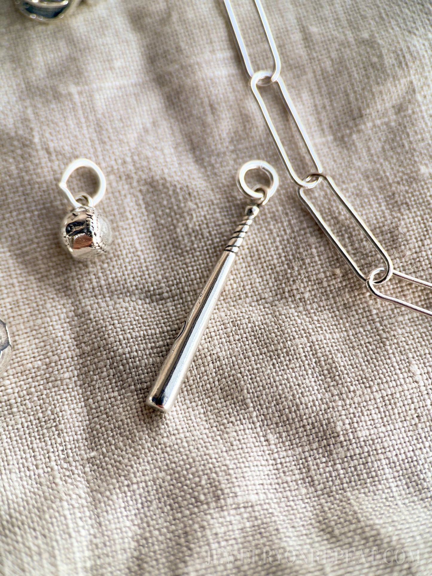 Sterling Silver Baseball Bat Charm Pendant, Sports Themed Minimalist Jewelry, Gift for Her