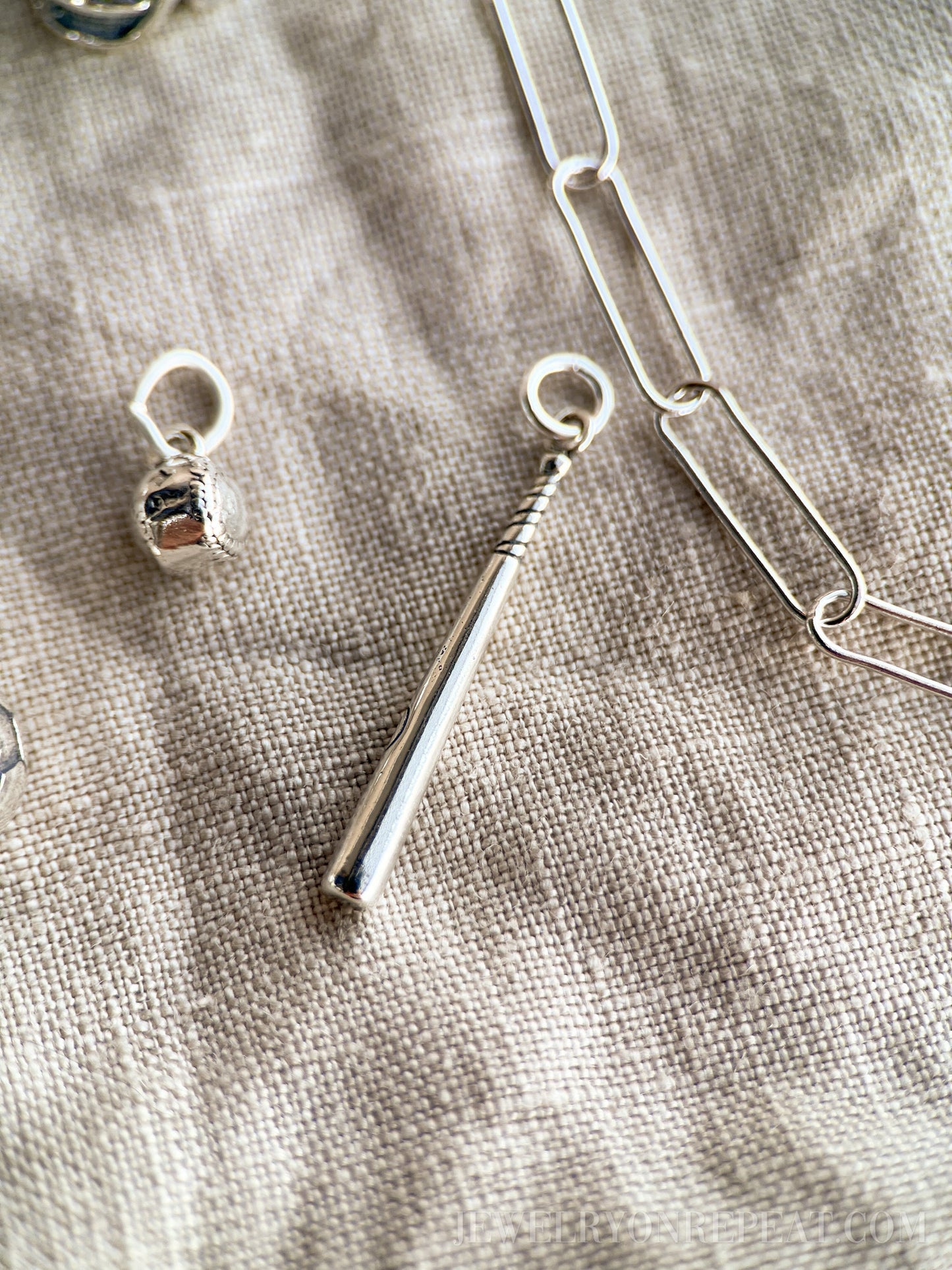 Sterling Silver Baseball Bat Charm Pendant, Sports Themed Minimalist Jewelry, Gift for Her
