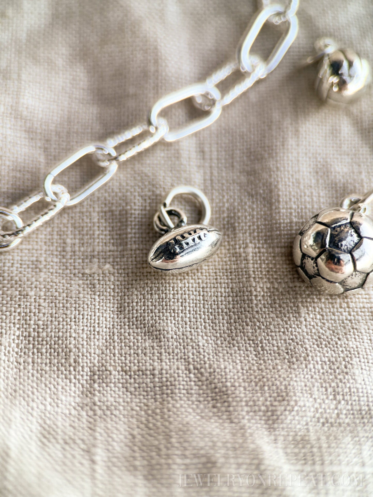 Sterling Silver Football Charm Pendant, Sports Themed Minimalist Jewelry, Gift for Her