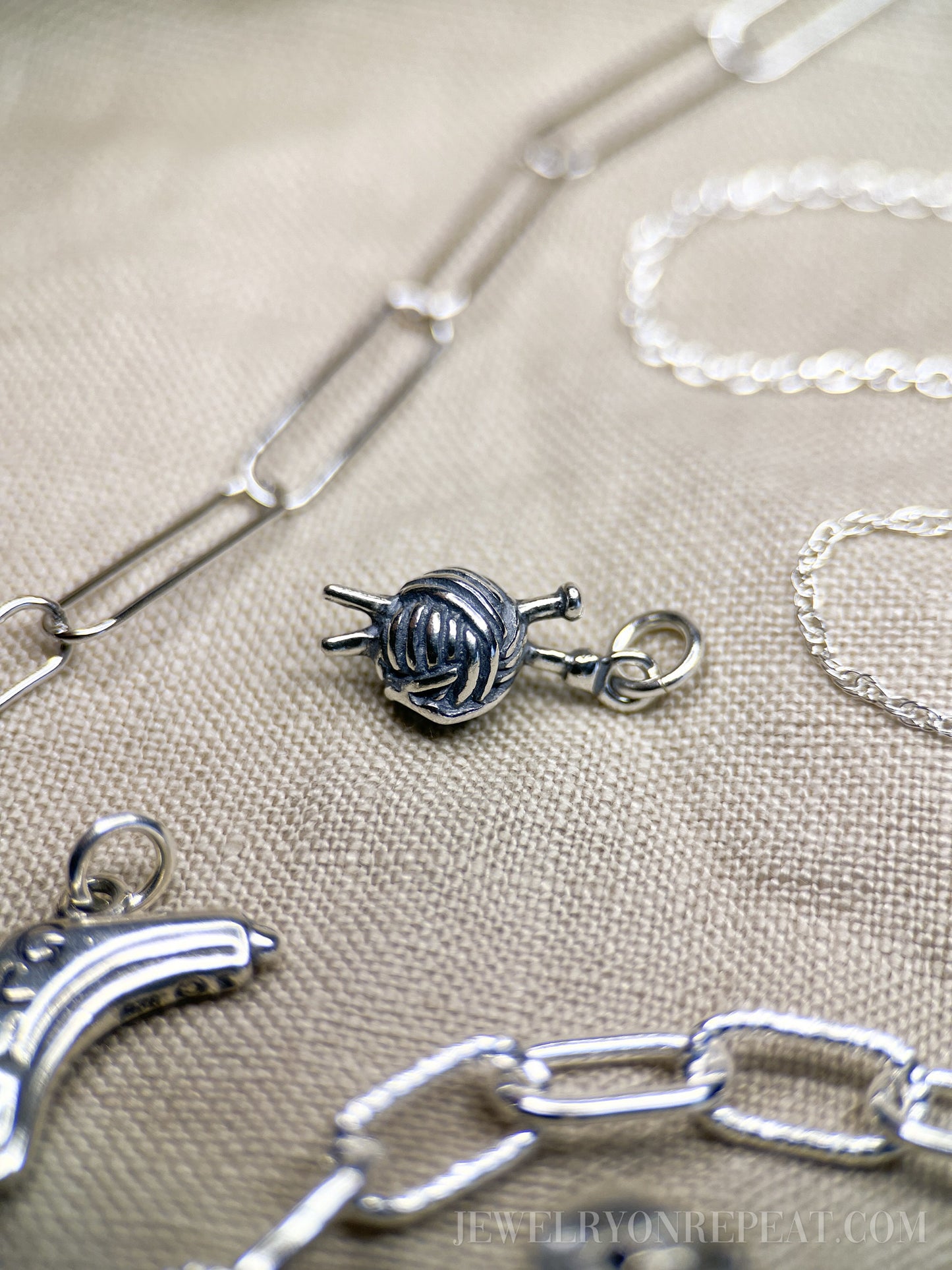 Glue Gun Charm Pendant in Solid Sterling Silver