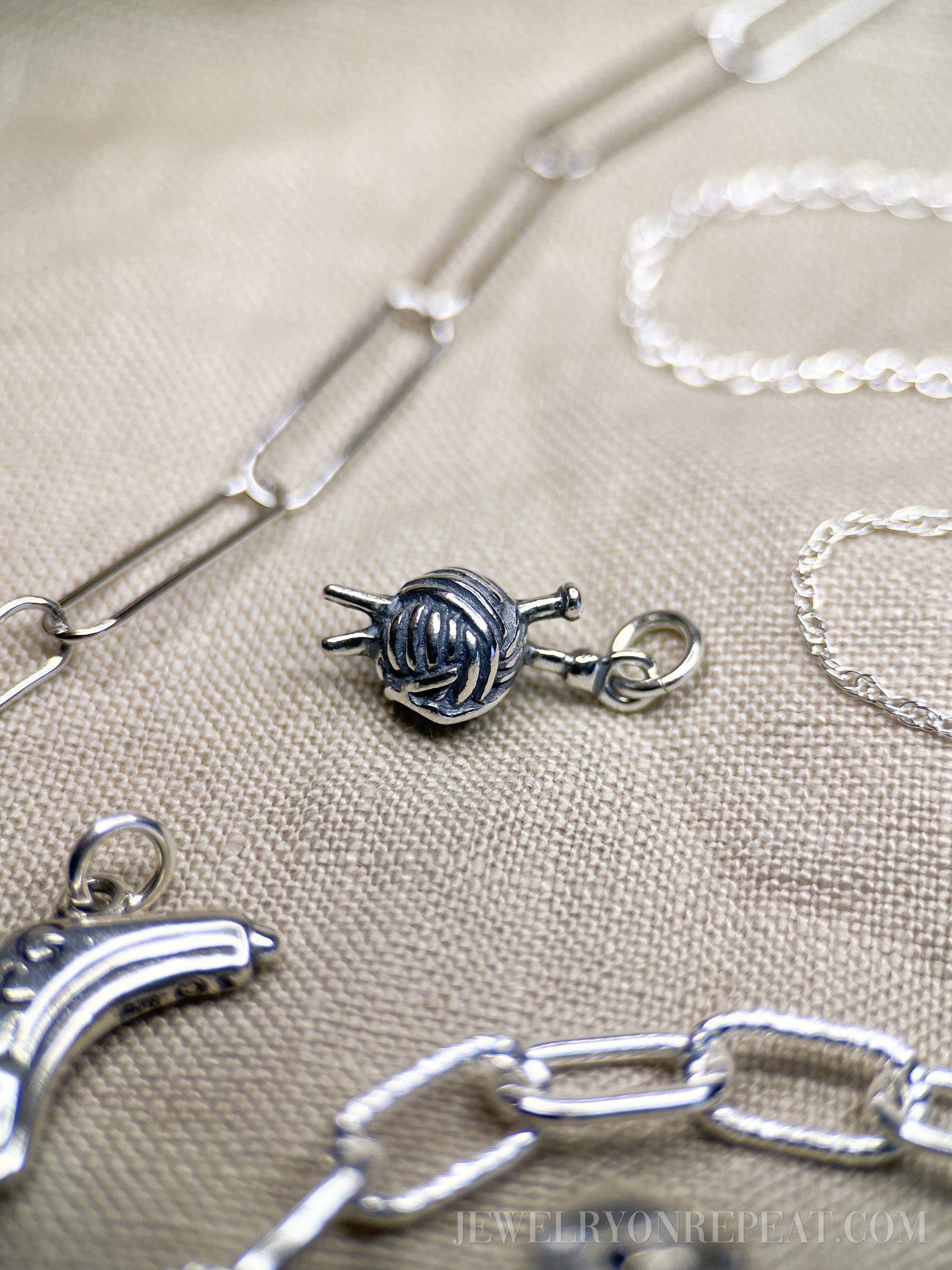 Glue Gun Charm Pendant in Solid Sterling Silver