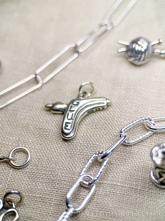 Sterling Silver Glue Gun Charm Pendant, Crafting Themed Minimalist Jewelry, Gift for Her