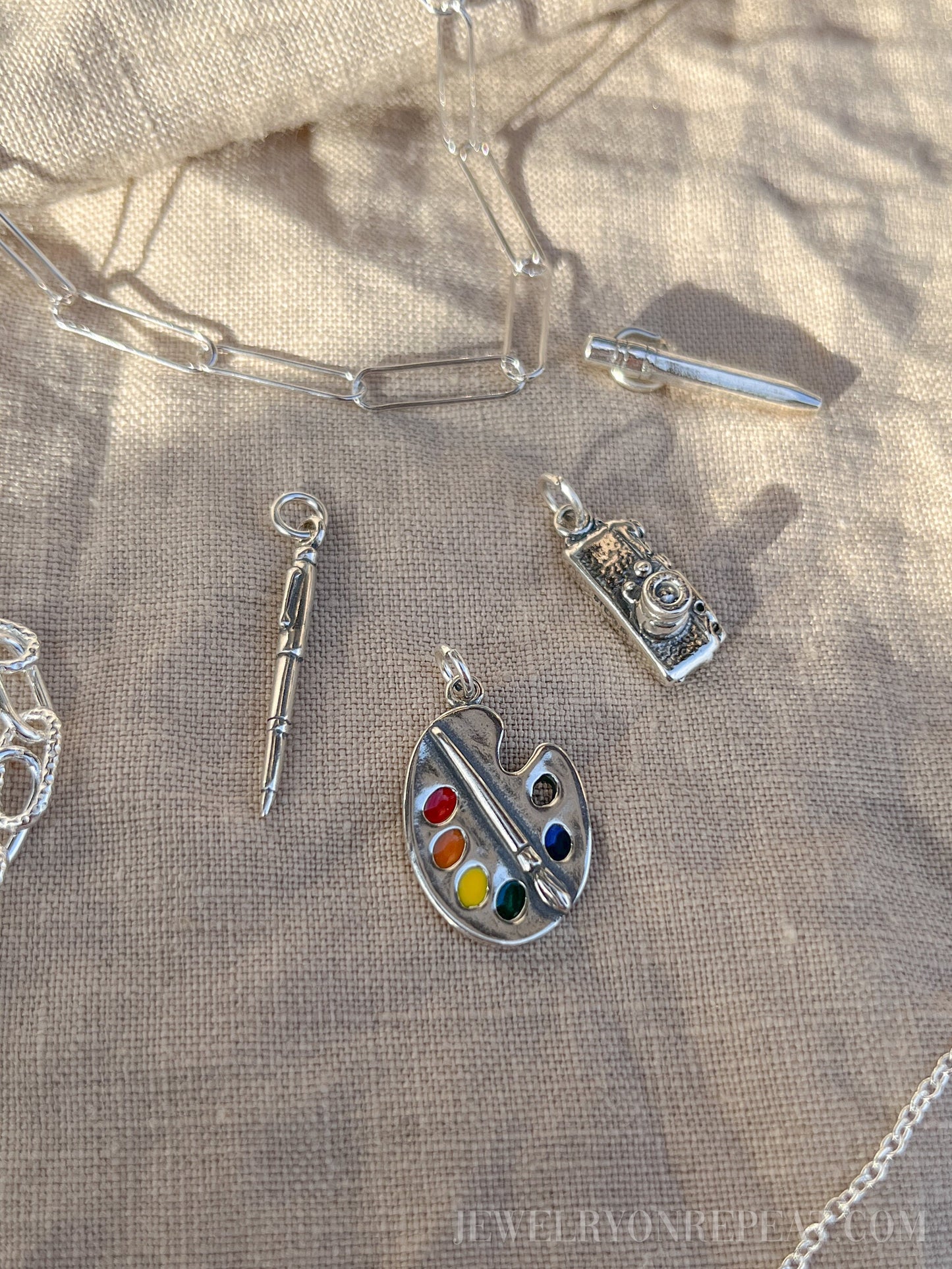 Sterling Silver Artist Palette Charm Pendant, Art Themed Minimalist Jewelry, Gift for Her