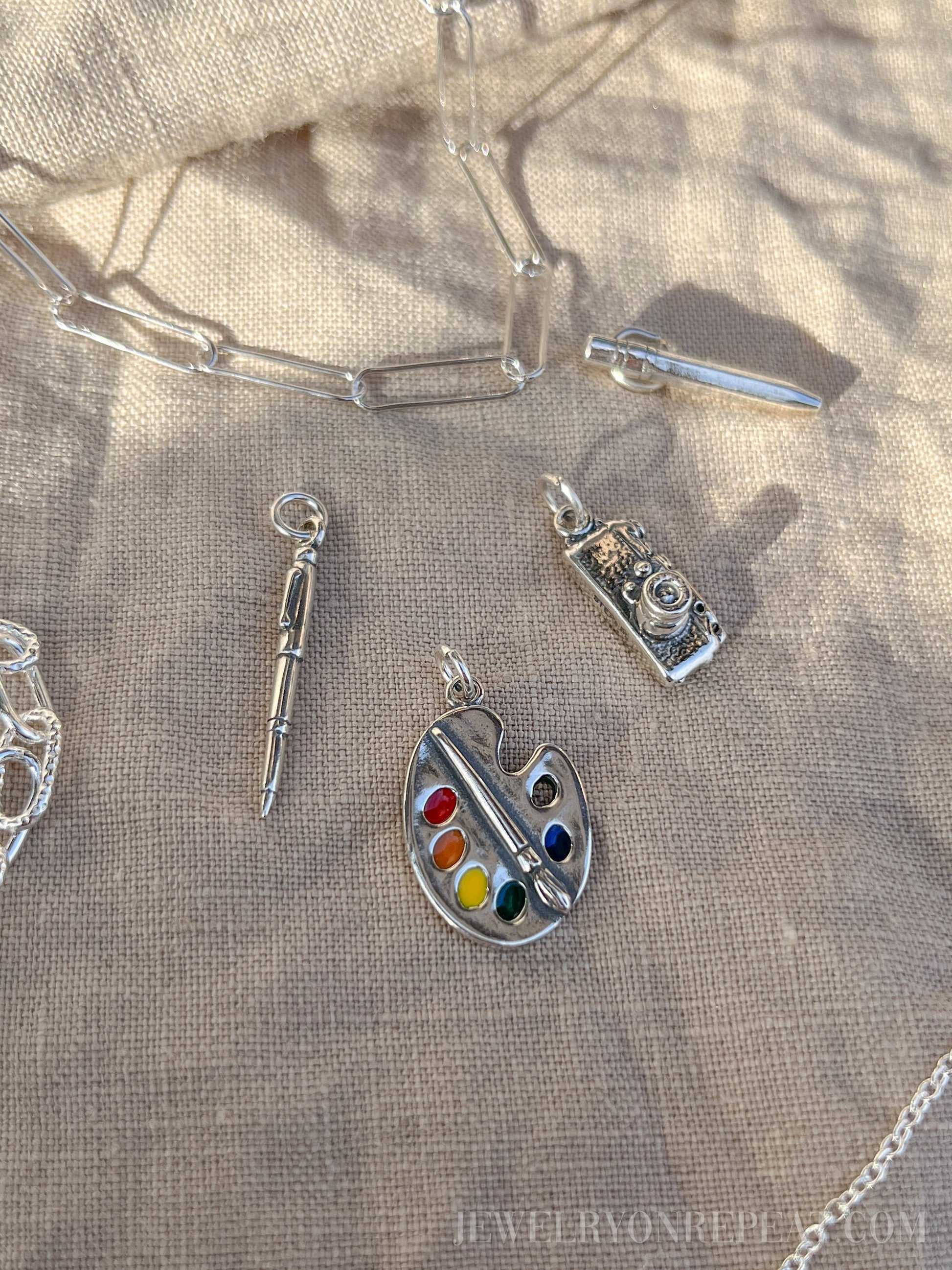 Sterling Silver Artist Palette Charm Pendant, Art Themed Minimalist Jewelry, Gift for Her