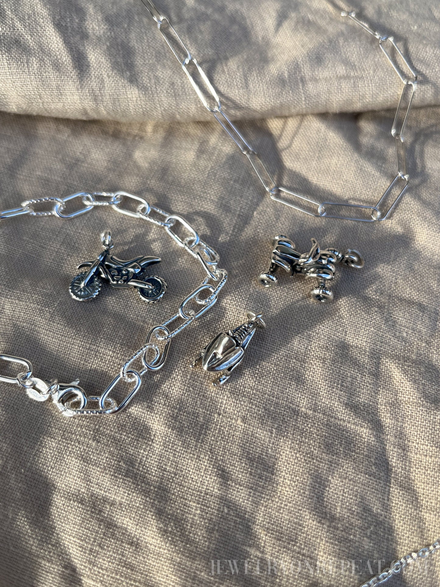 Sterling Silver Dirt Bike Charm Pendant, Motorsports Themed Minimalist Jewelry, Gift for Her