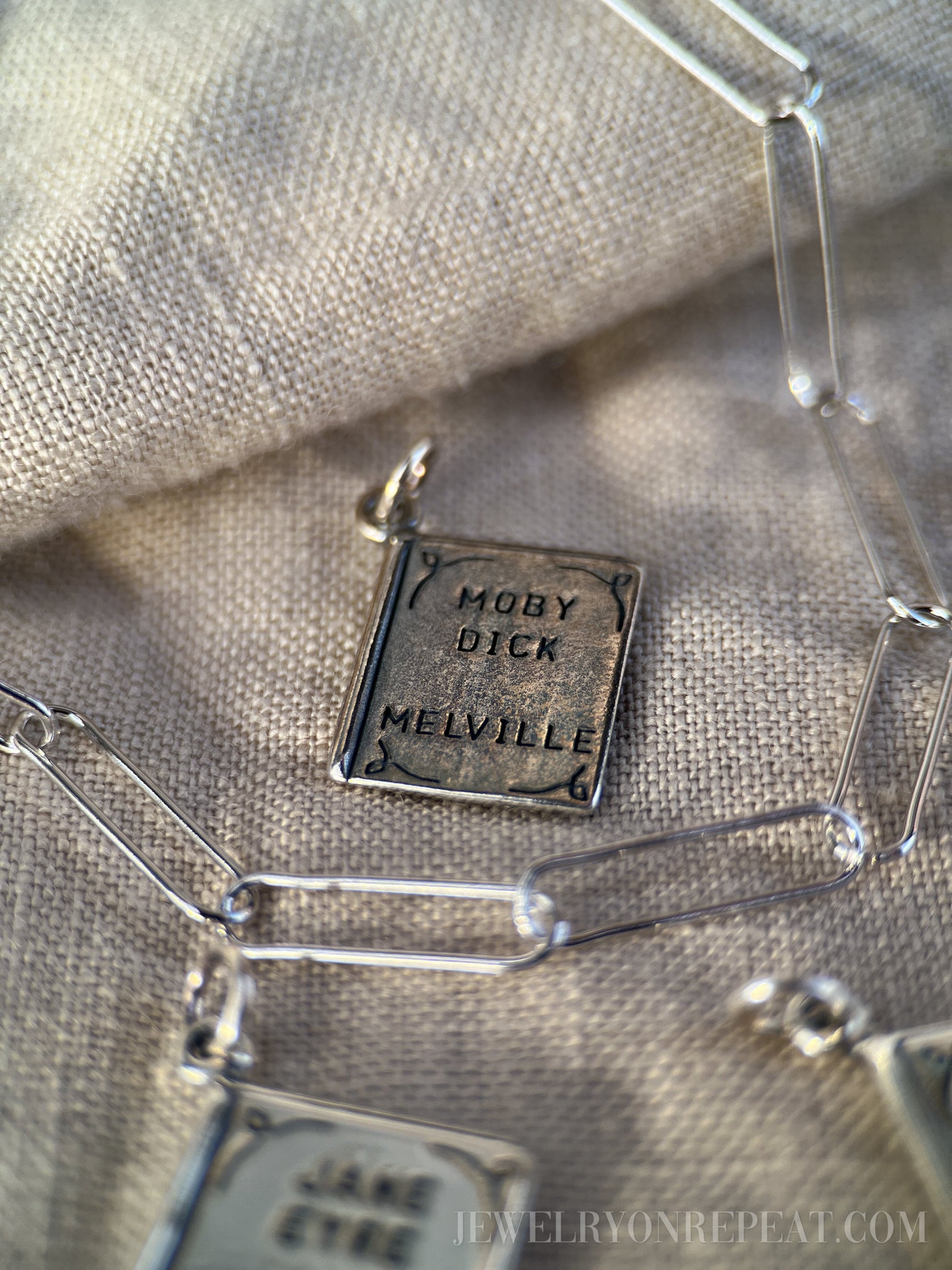 Vintage Book Charm Pendant in Solid Sterling Silver