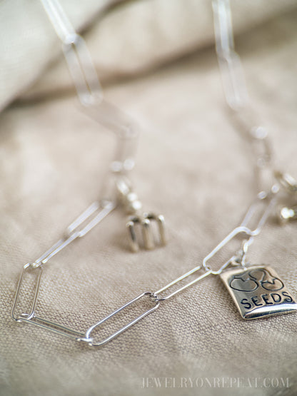 Chain Necklace or Bracelet in Sterling Silver, Cable, Paperclip, Rope Twist, Charm Bracelet