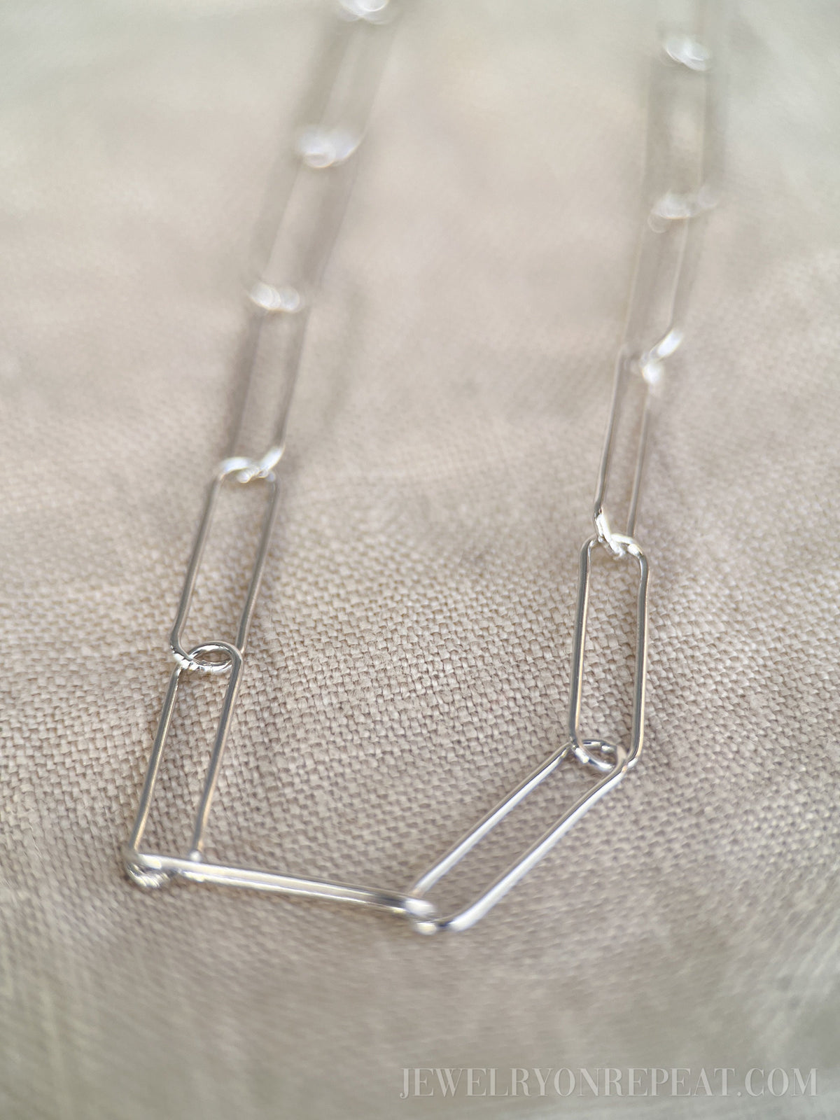 Chain Bracelet in Sterling Silver, Heavy Link or Minimalist Paperclip Charm Bracelet