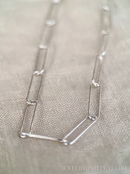 Chain Necklace or Bracelet in Sterling Silver, Cable, Paperclip, Rope Twist, Charm Bracelet