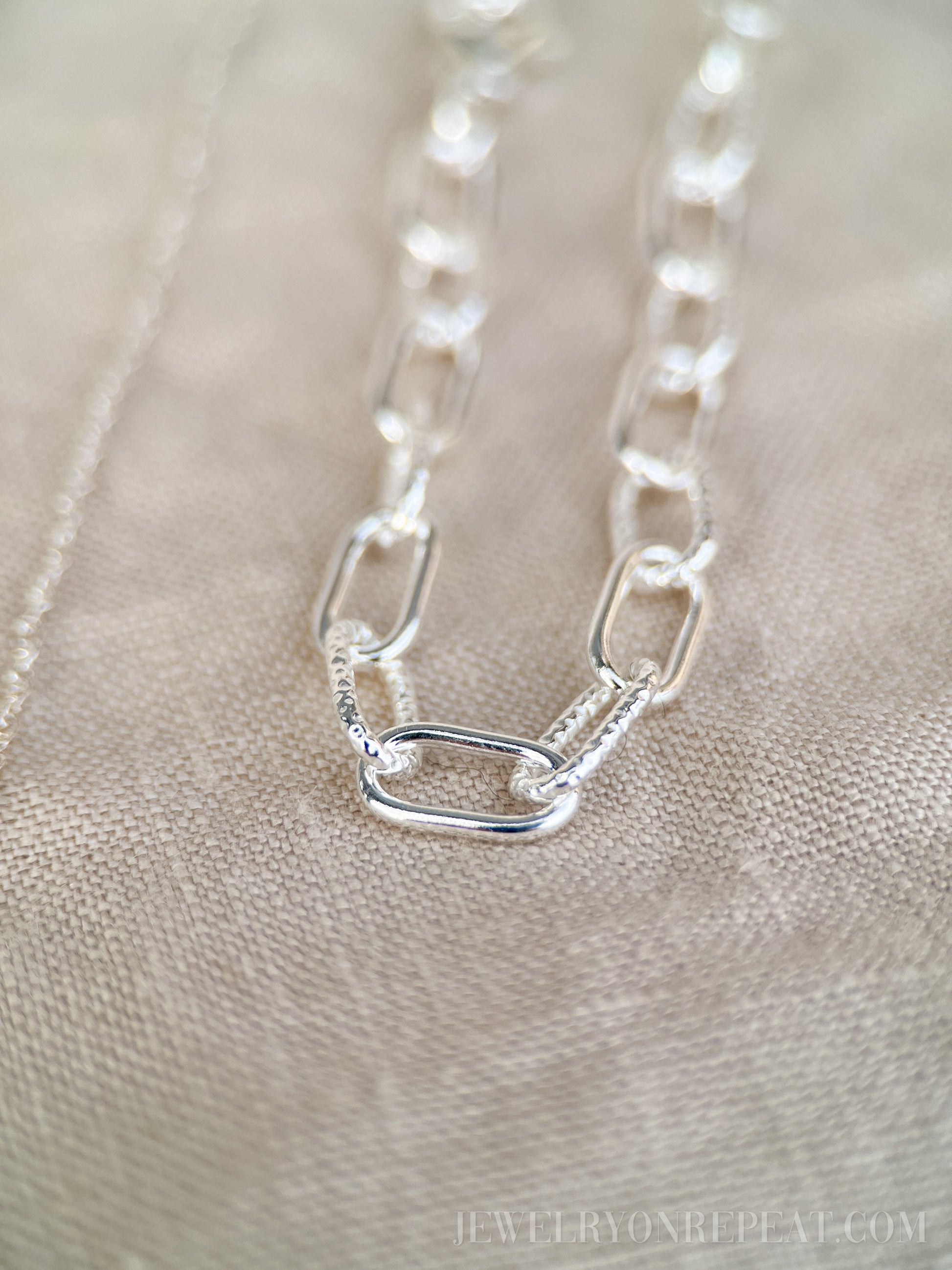 Chain Bracelet in Sterling Silver, Heavy Link or Minimalist Paperclip Charm Bracelet