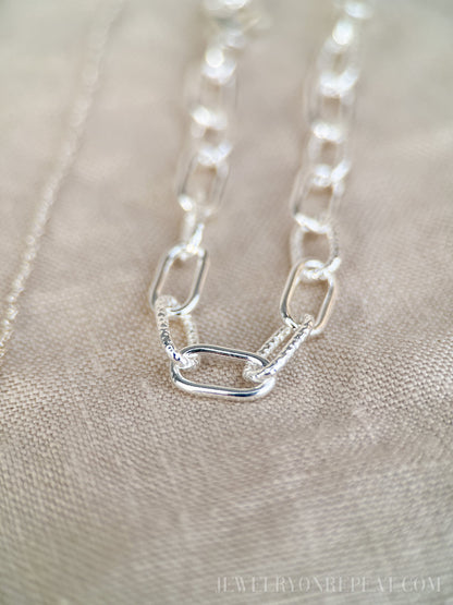 Chain Necklace or Bracelet in Sterling Silver, Cable, Paperclip, Rope Twist, Charm Bracelet