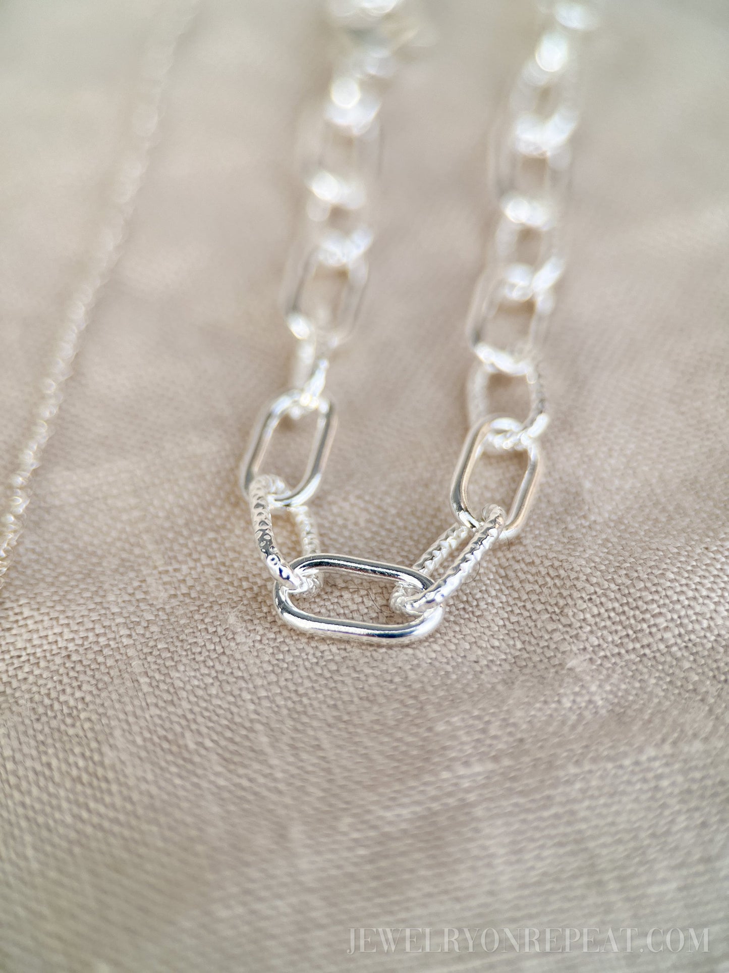Chain Bracelet in Sterling Silver, Heavy Link Charm Bracelet