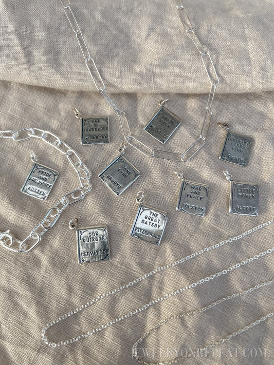 Vintage Book Charm Pendant in Solid Sterling Silver