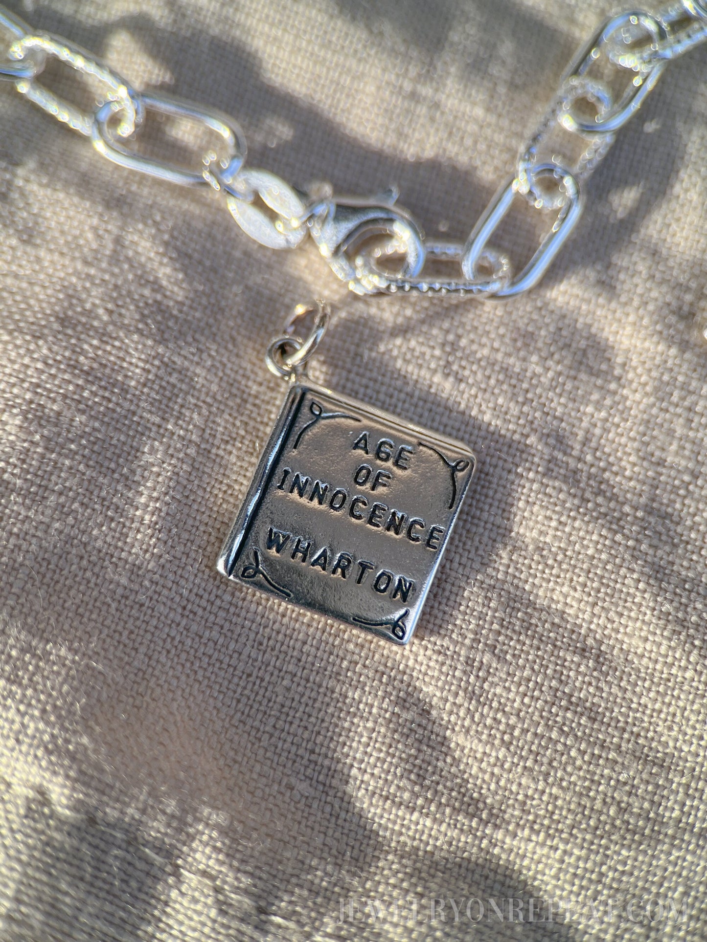 Sterling Silver Age of Innocence Charm Pendant, Book Themed Minimalist Jewelry, Gift for Her